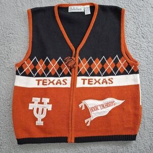 Texas Longhorns Sweater Vest Women L Collegiate Knitted Women Embroidered
